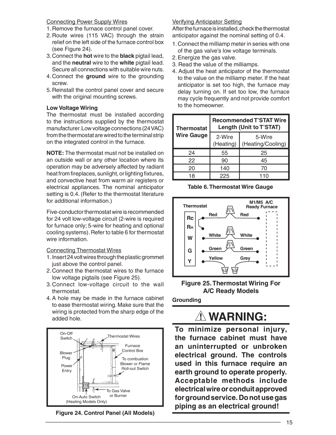 Nordyne AND M5S Low Voltage Wiring, Thermostat Length Unit to T’STAT, Wire Heating Heating/Cooling, Thermostat Wire Gauge 