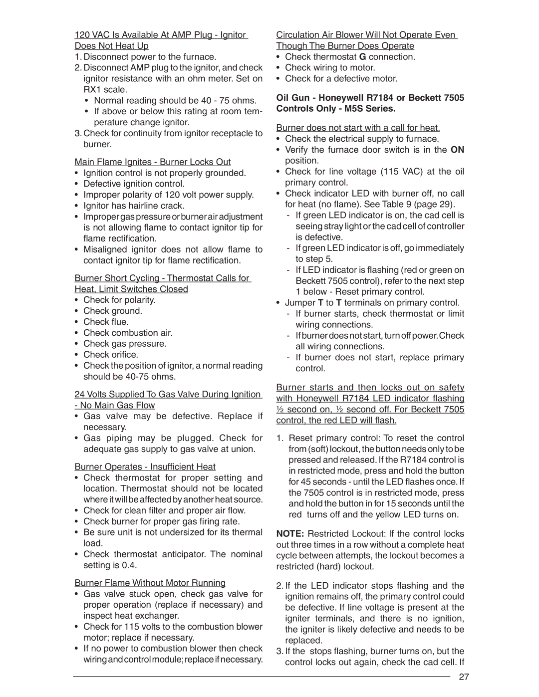 Nordyne AND M5S, SERIES M1B installation instructions 