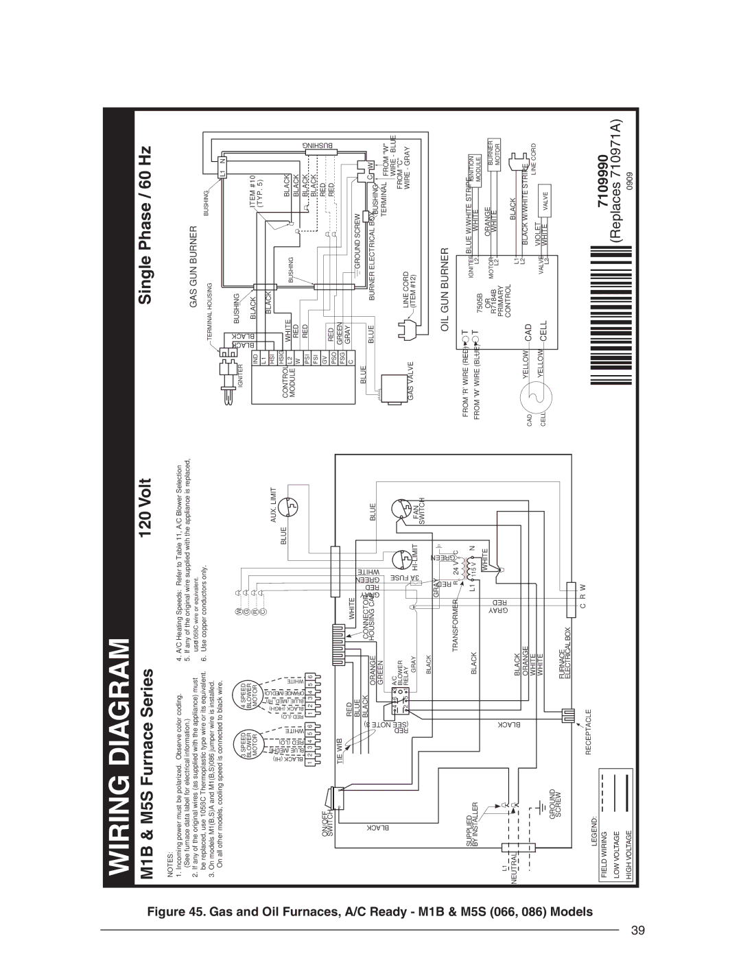 Nordyne AND M5S, SERIES M1B installation instructions Wiring Diagram 