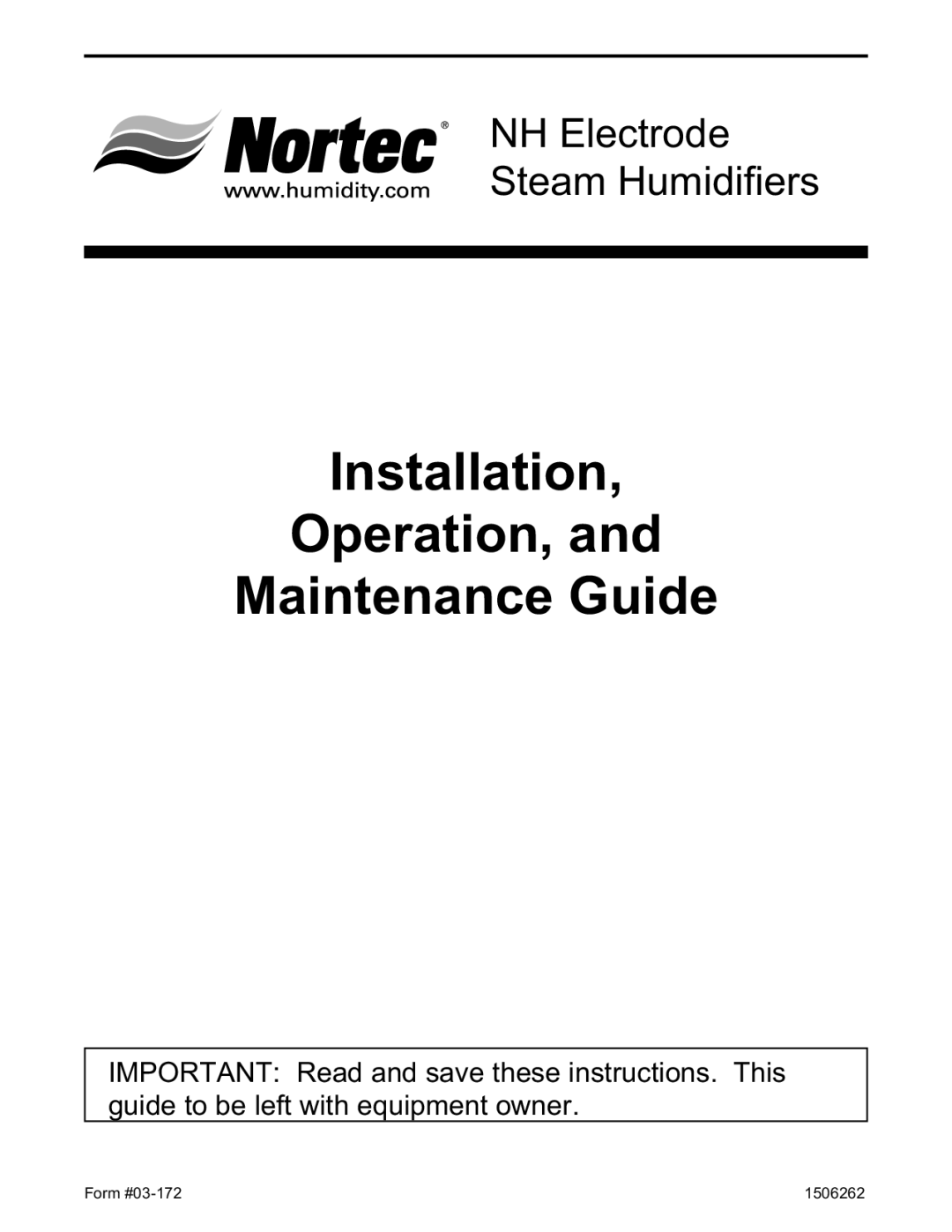 Nortec 132-3091 manual Installation Operation, Maintenance Guide 