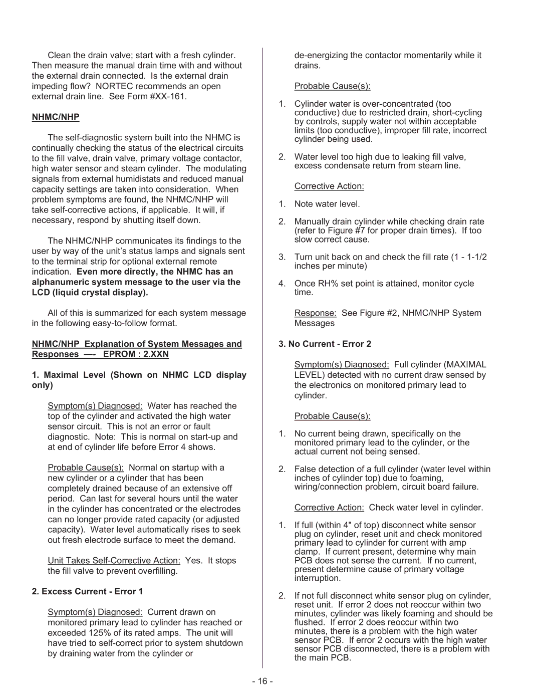 Nortec 132-3091 manual Nhmc/Nhp, Excess Current Error, No Current Error 