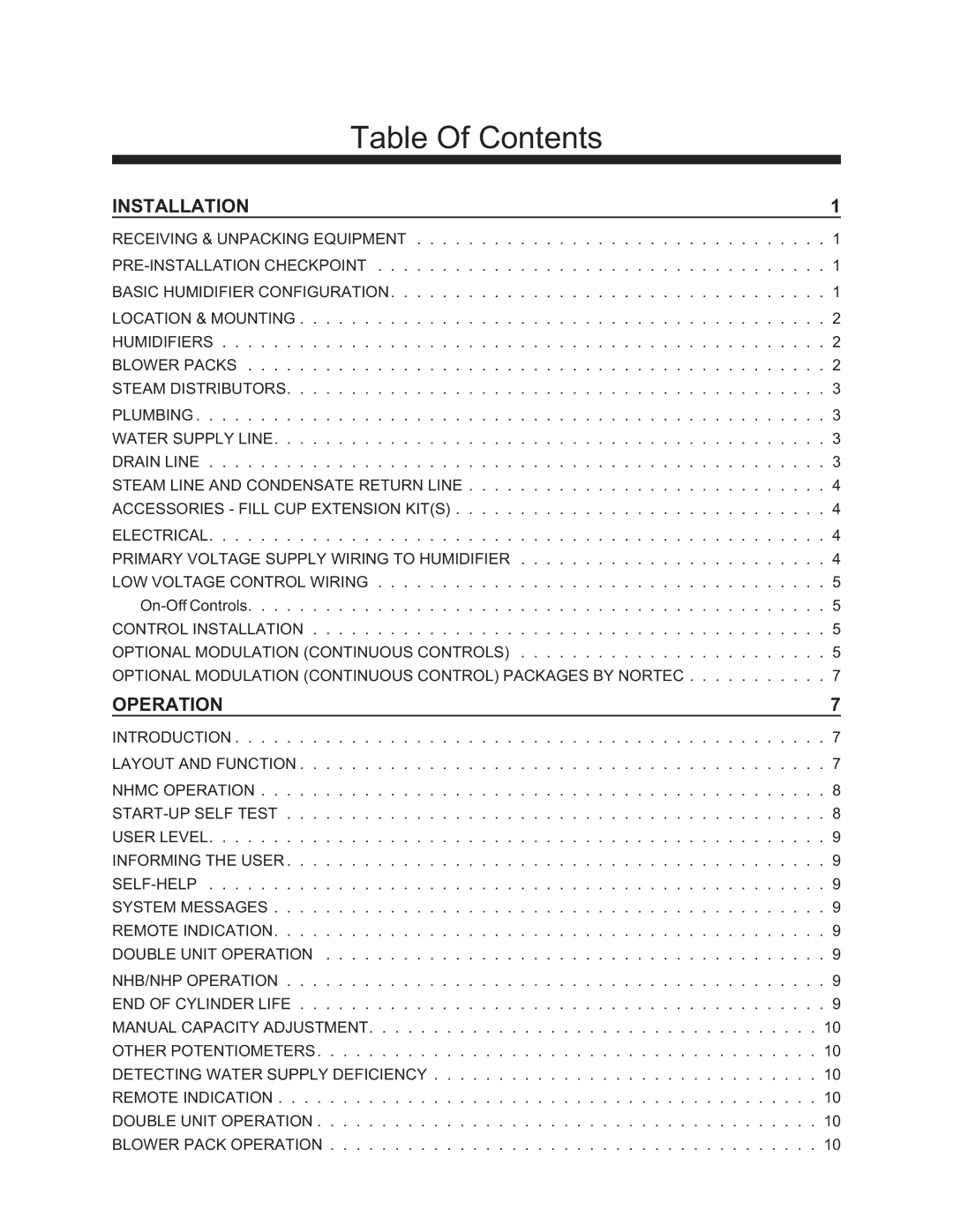 Nortec 132-3091 manual Table Of Contents 