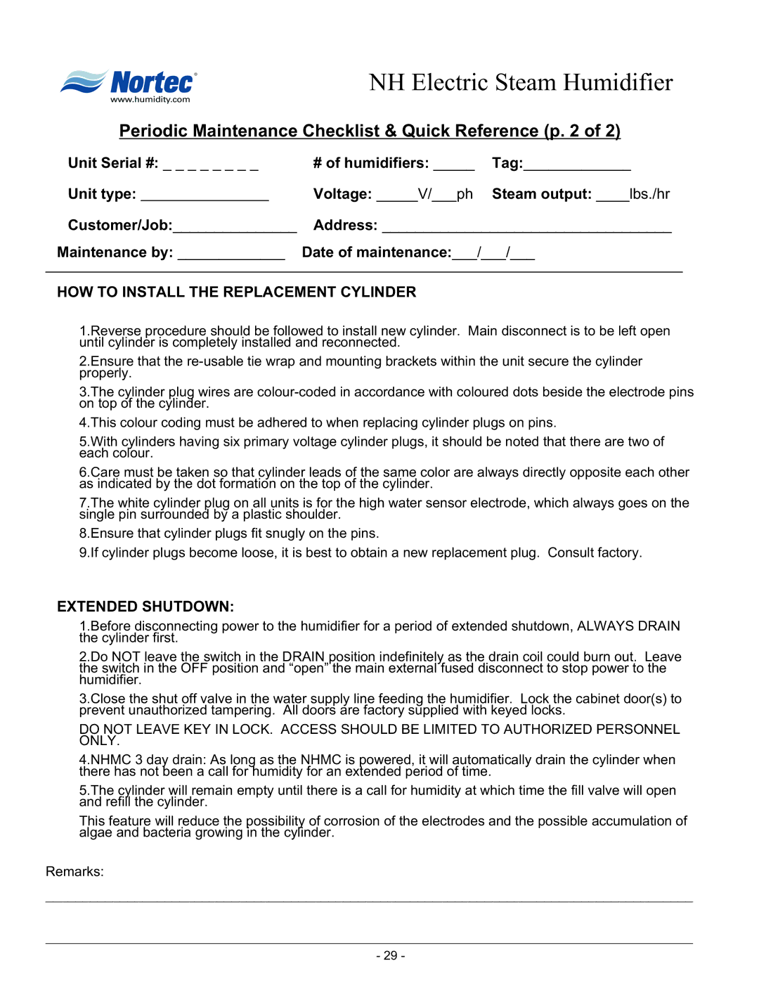 Nortec 132-3091 manual HOW to Install the Replacement Cylinder 