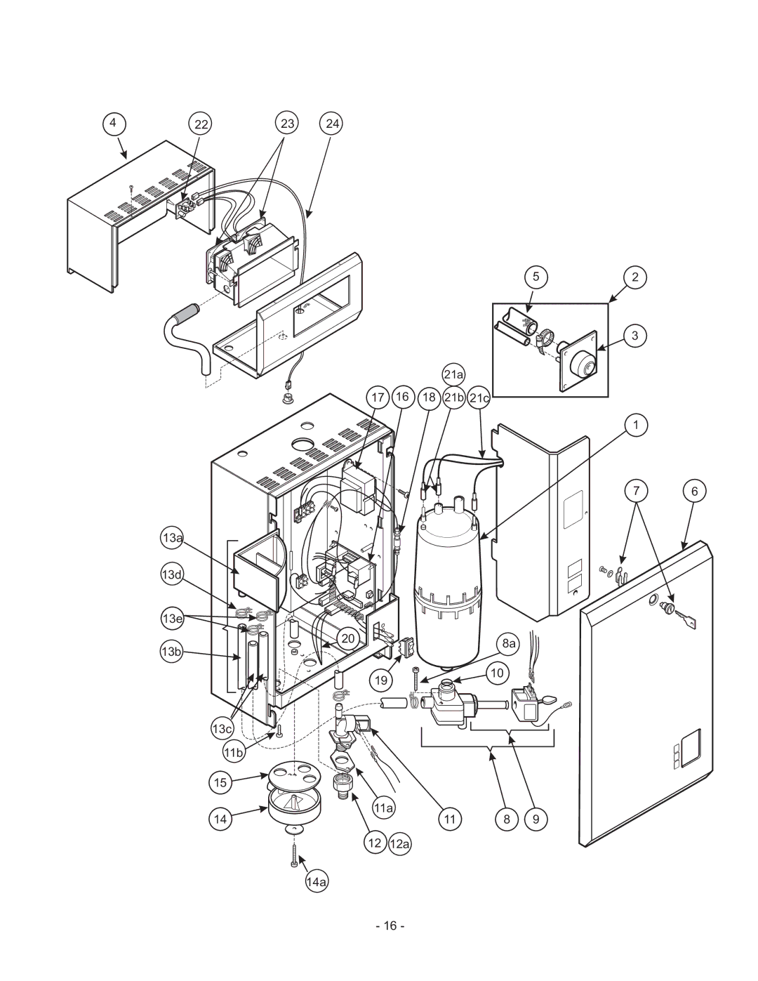 Nortec 1505691-B manual 21a 21b 21c 13a 13d 13e 13b 13c 11b 11a 12 12a 14a 