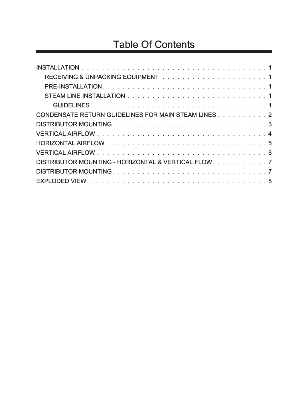 Nortec BSD, ASD, CSD installation manual Table Of Contents 