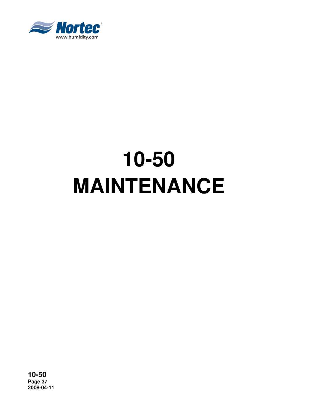 Nortec Industries Airfog Series installation manual Maintenance, 10-50 