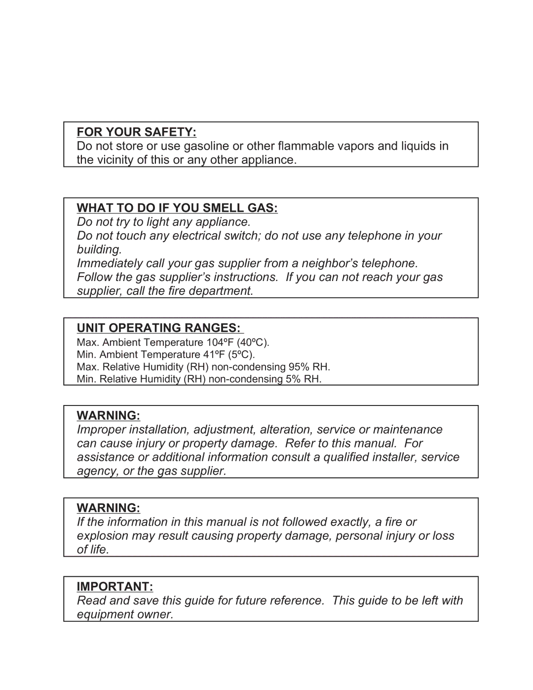 Nortec Industries GS Series manual For Your Safety 