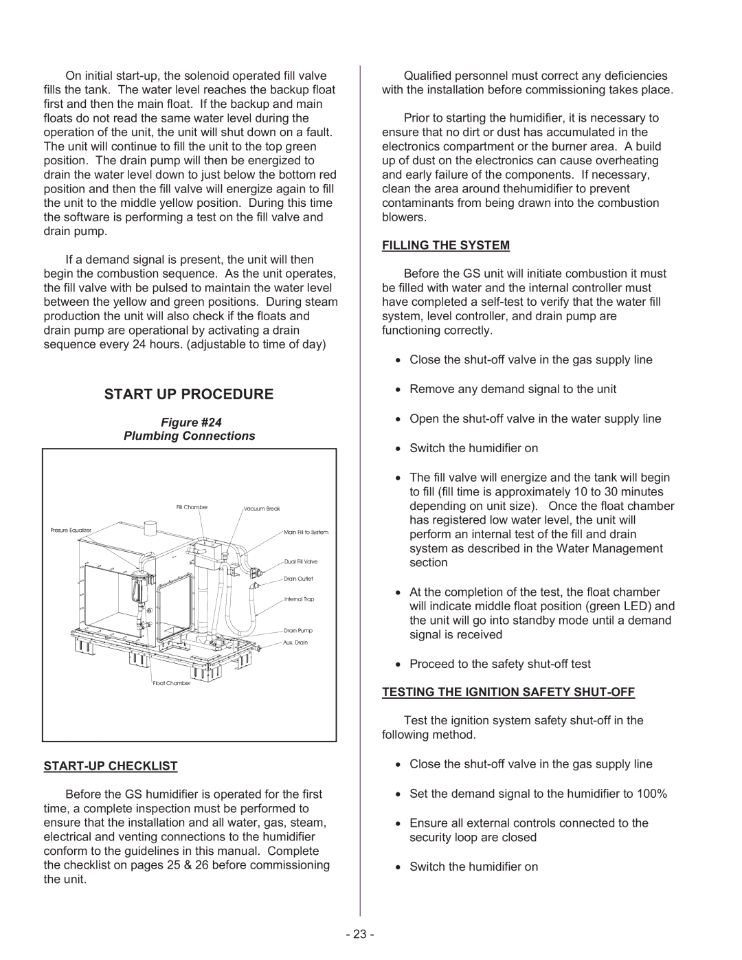 Nortec Industries GS Series manual Start UP Procedure, START-UP Checklist, Filling the System 