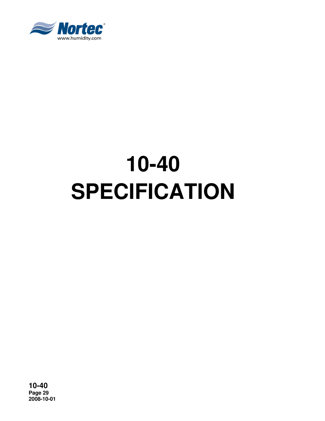 Nortec Industries GSTC Outdoor, GSTC Indoor, GSP Indoor manual Specification 