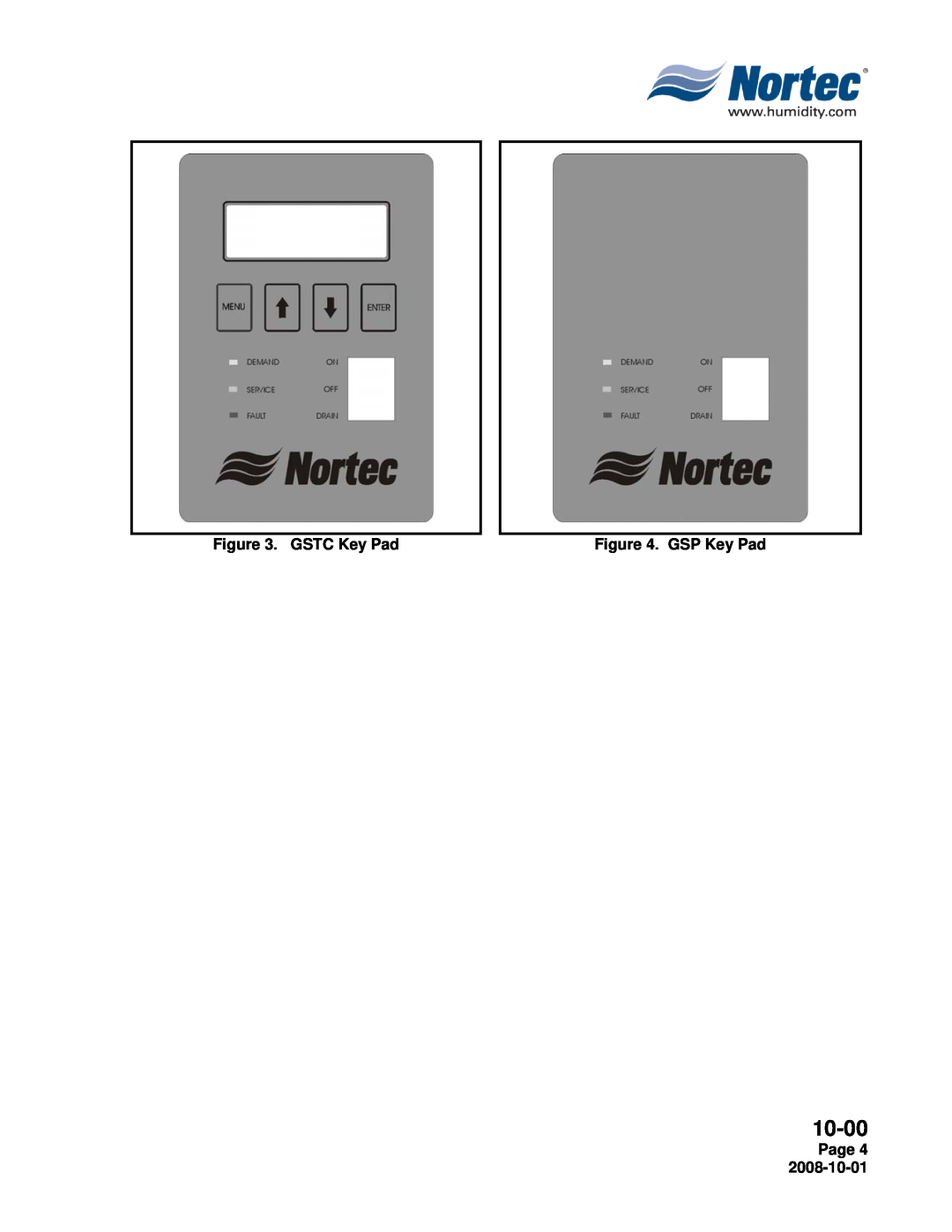Nortec Industries GSP Indoor, GSTC Outdoor, GSTC Indoor manual 10-00, GSTC Key Pad, GSP Key Pad, Page 