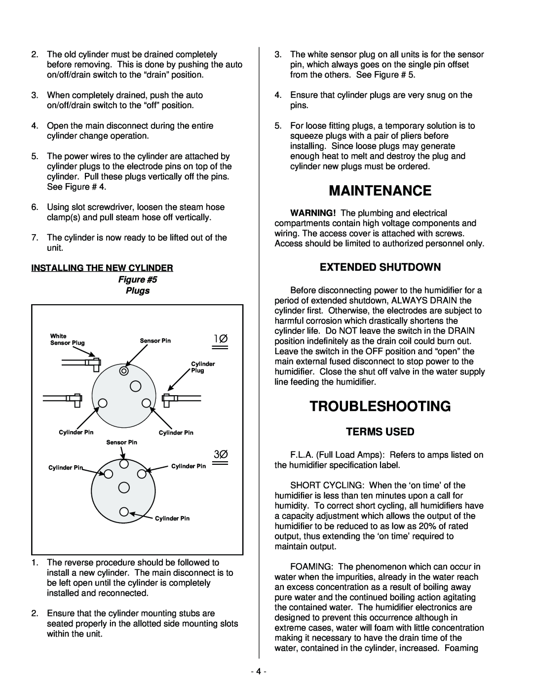 Nortec Industries MES-U manual Maintenance, Troubleshooting, Extended Shutdown, Terms Used, Figure #5, Plugs 
