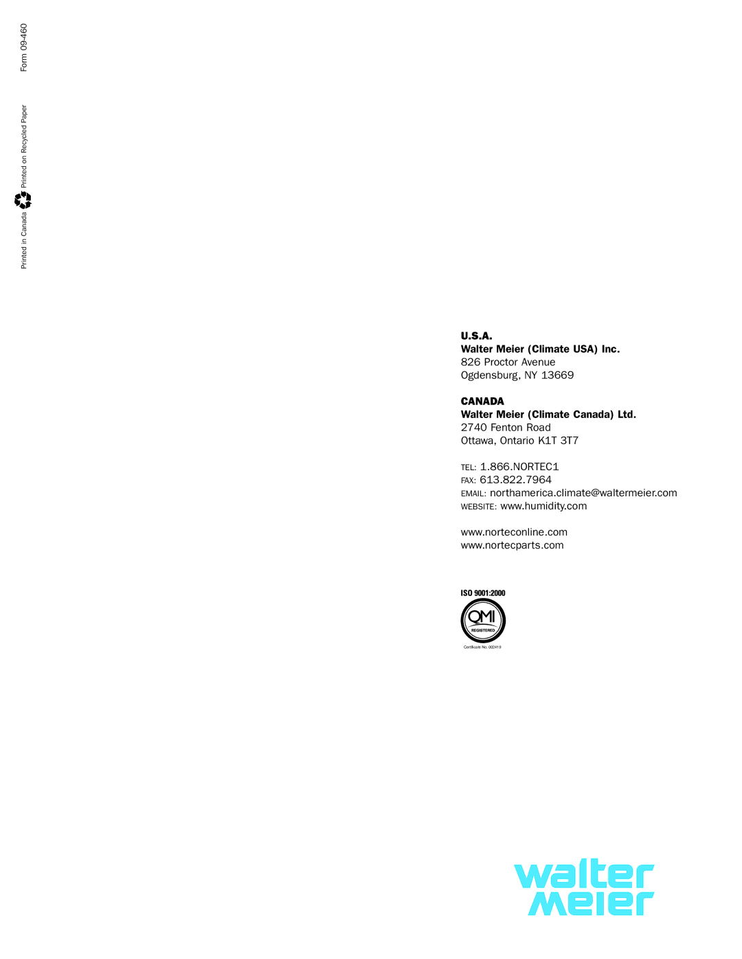 Nortec Industries MH Series manual Canada 