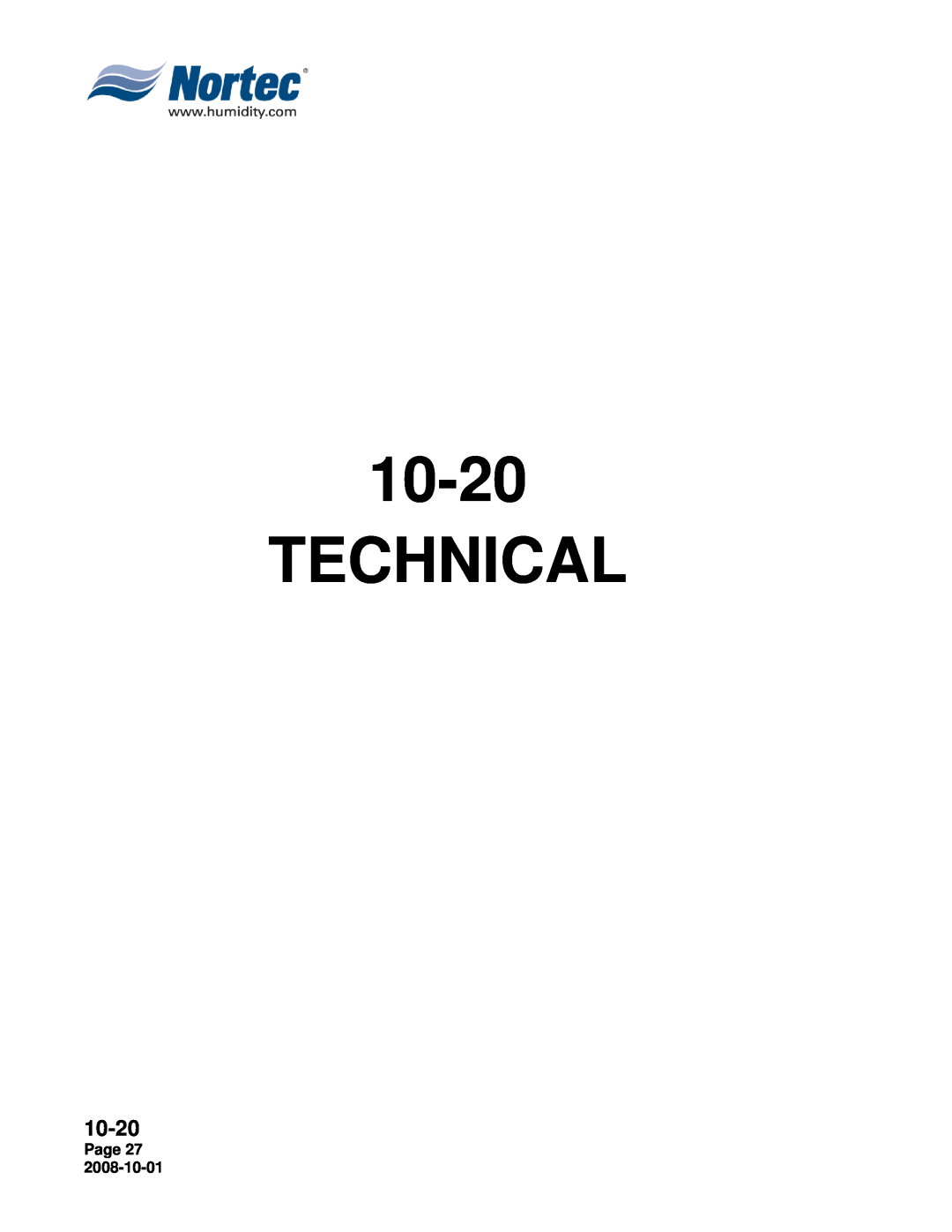Nortec Industries NH Series installation manual Technical, 10-20, Page 