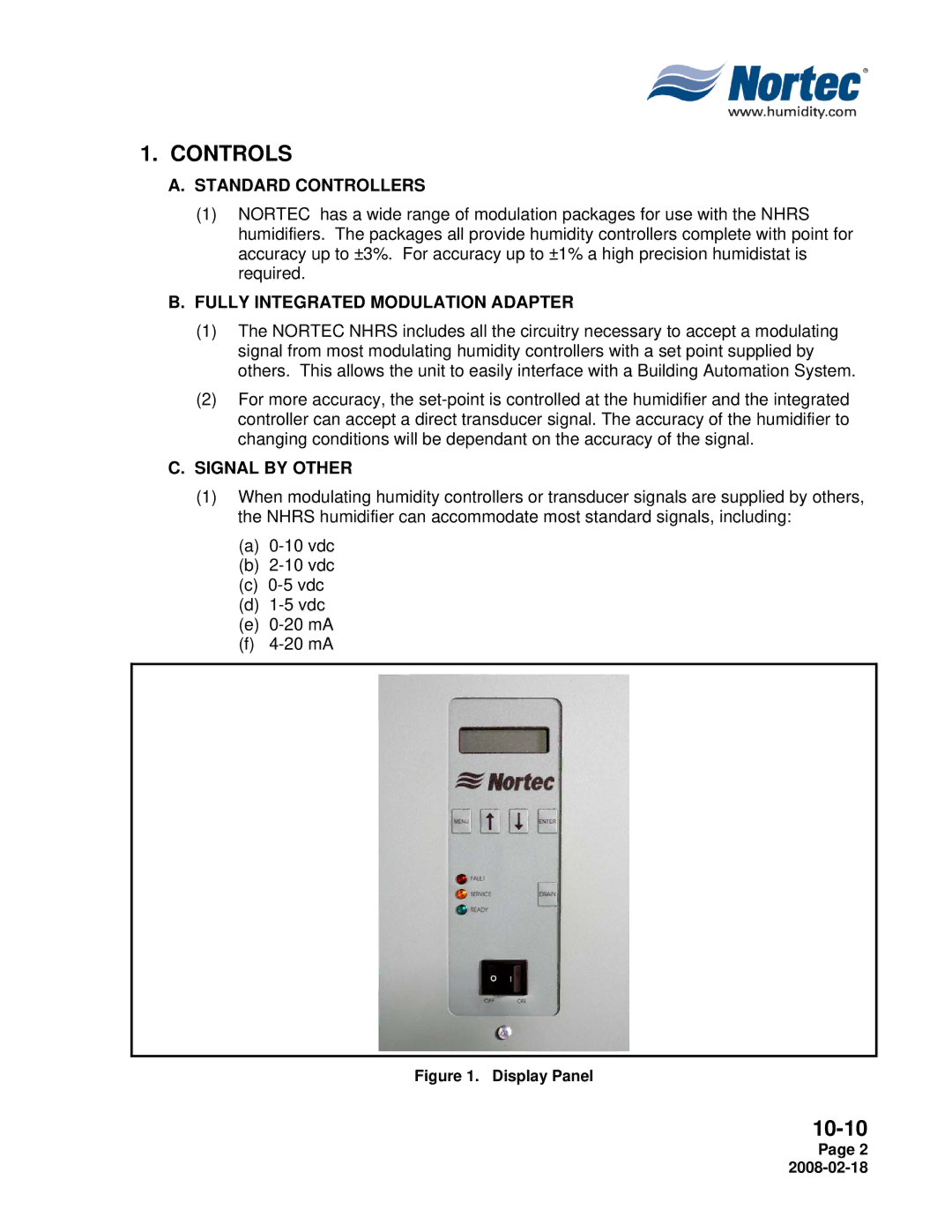 Nortec Industries NHRS Series manual Controls, Standard Controllers, Fully Integrated Modulation Adapter, Signal by Other 