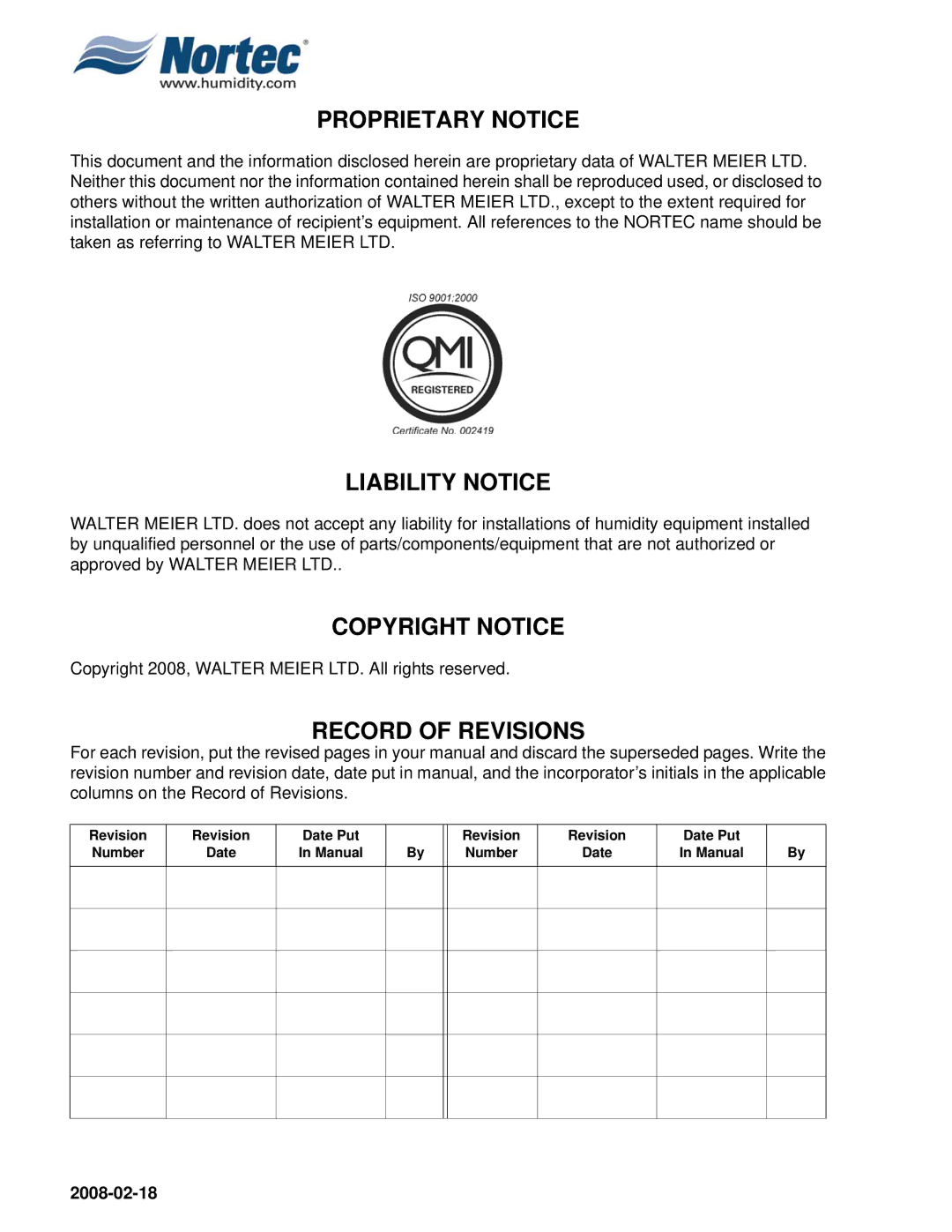 Nortec Industries NHRS Series manual 2008-02-18 