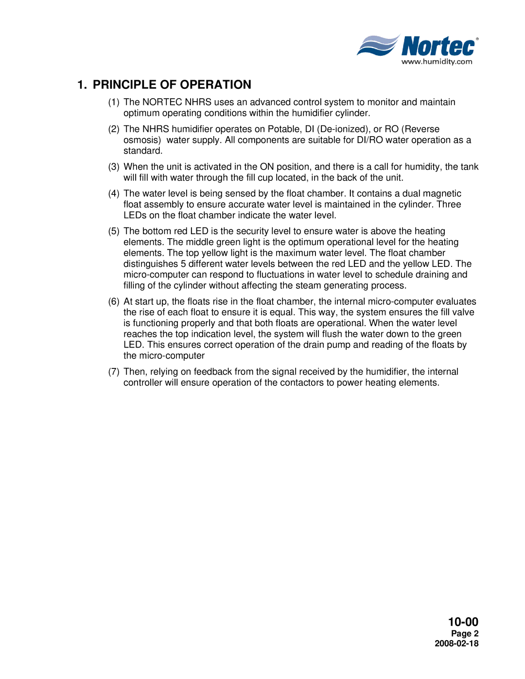 Nortec Industries NHRS Series manual Principle of Operation 