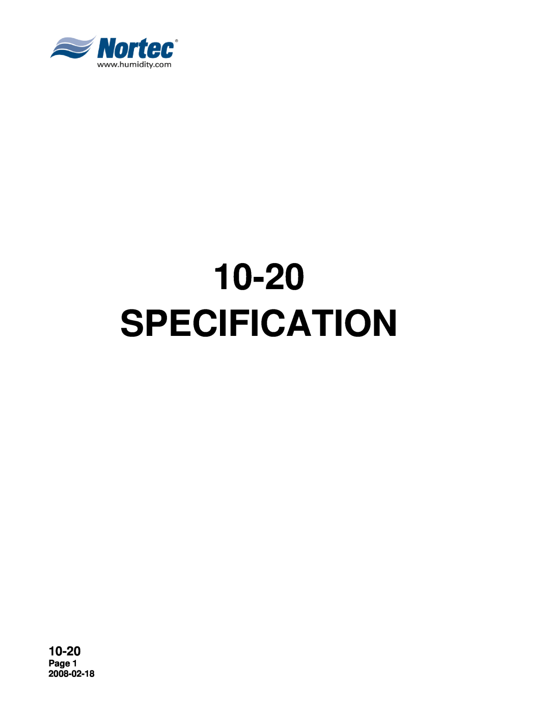 Nortec Industries NHRS Series manual Specification, 10-20, Page 