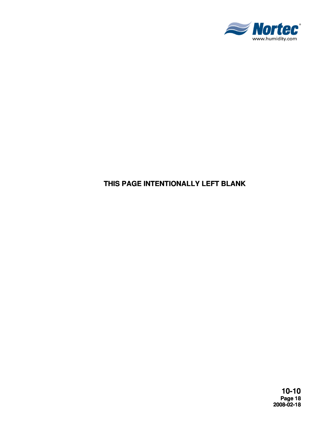 Nortec Industries NHTC Series installation manual This Page Intentionally Left Blank, 10-10 
