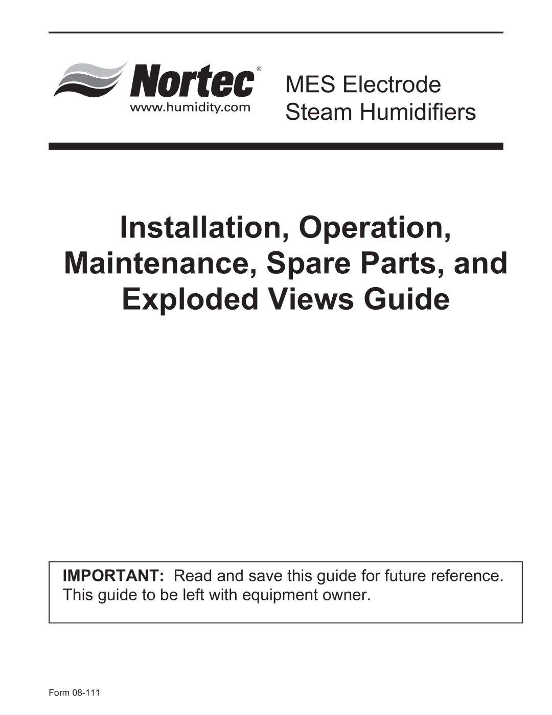 Nortec Industries None manual MES Electrode Steam Humidifiers 