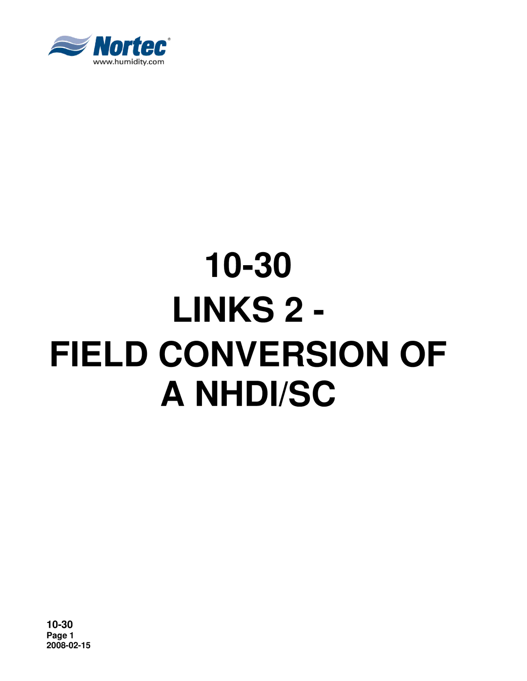 Nortec Industries SETC, NHSC installation manual Links Field Conversion NHDI/SC 