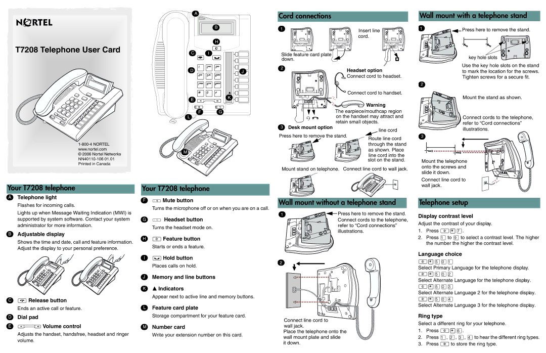 Nortec Industries T7208 manual 4ELEPHONEOLIGHT, Djustable Display, $ $Ial Pad, Emoryyandaline Buttons, Eatureecarddplate 