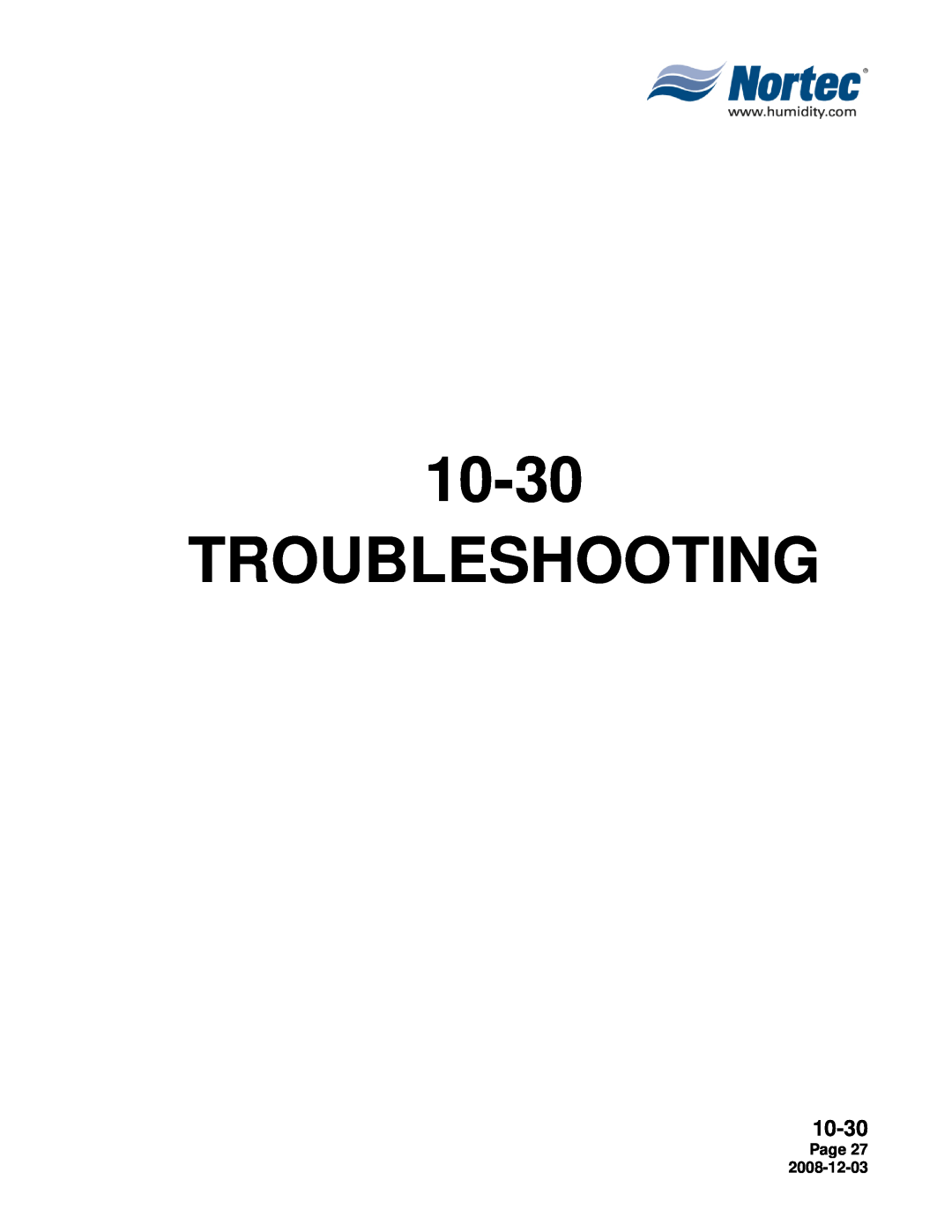 Nortec MH Series installation manual Troubleshooting, 10-30, Page 