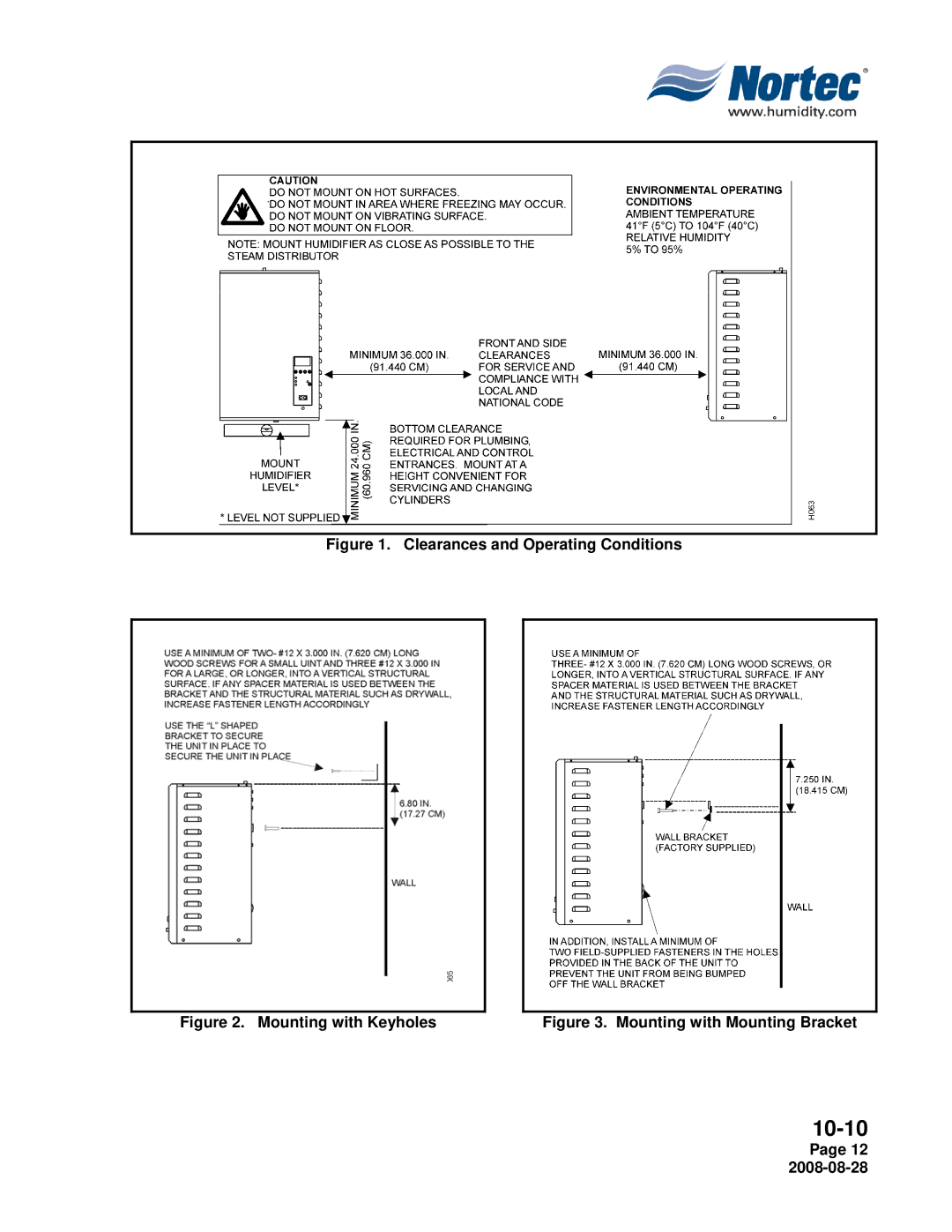 Nortec NH Series installation manual Clearances and Operating Conditions 