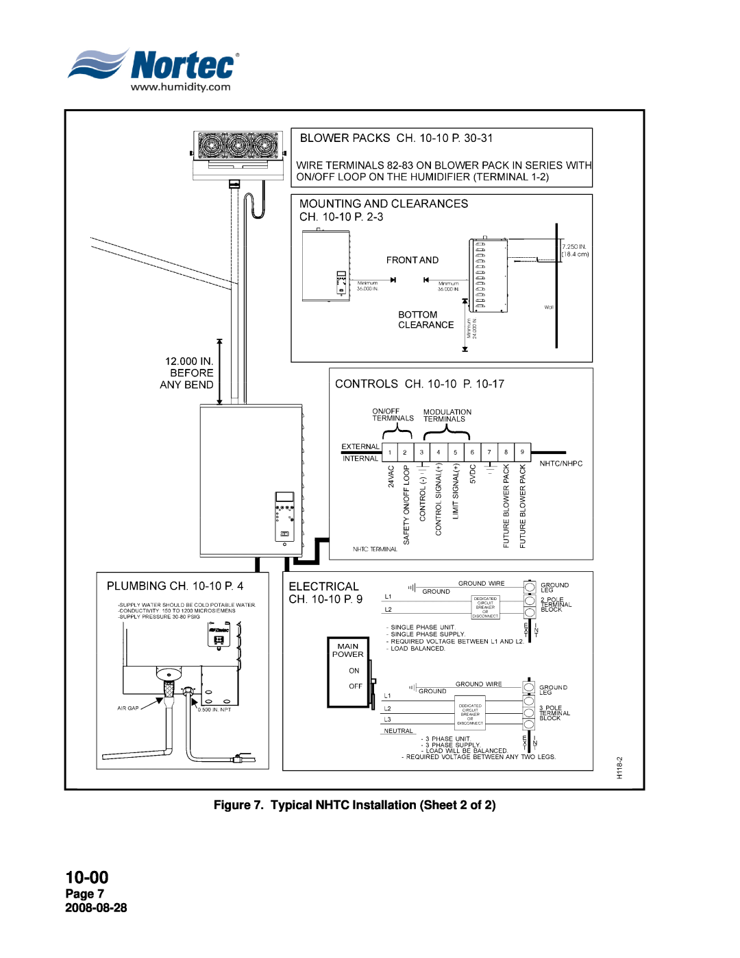 Nortec NH Series installation manual 10-00, Typical NHTC Installation Sheet 2 of, Page 7 