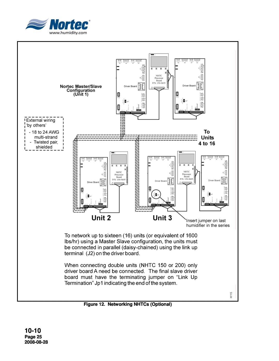 Nortec NH Series installation manual 10-10, Networking NHTCs Optional, Page 25 