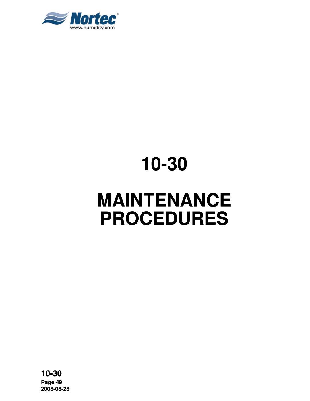 Nortec NH Series installation manual Maintenance Procedures, 10-30, Page 49 