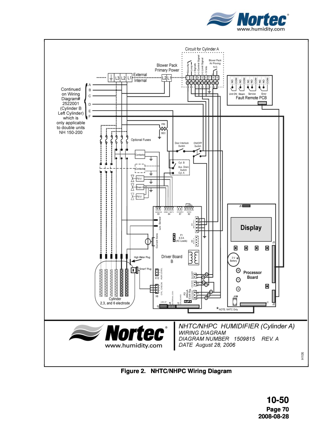 Nortec NH Series installation manual NHTC/NHPC Wiring Diagram, Page 70, 10-50 