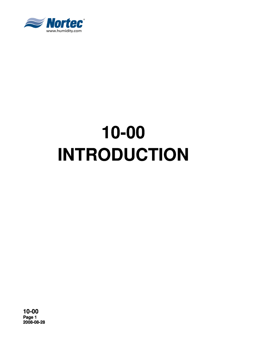Nortec NH Series installation manual Introduction, 10-00, Page 1 