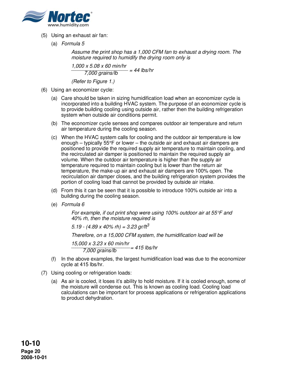 Nortec NHPC, NHTC manual Using an exhaust air fan 