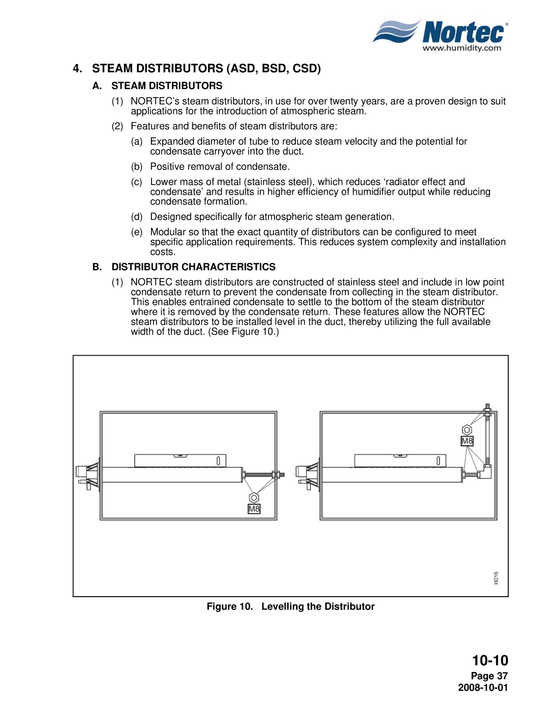 Nortec NHTC, NHPC manual Steam Distributors, Distributor Characteristics 