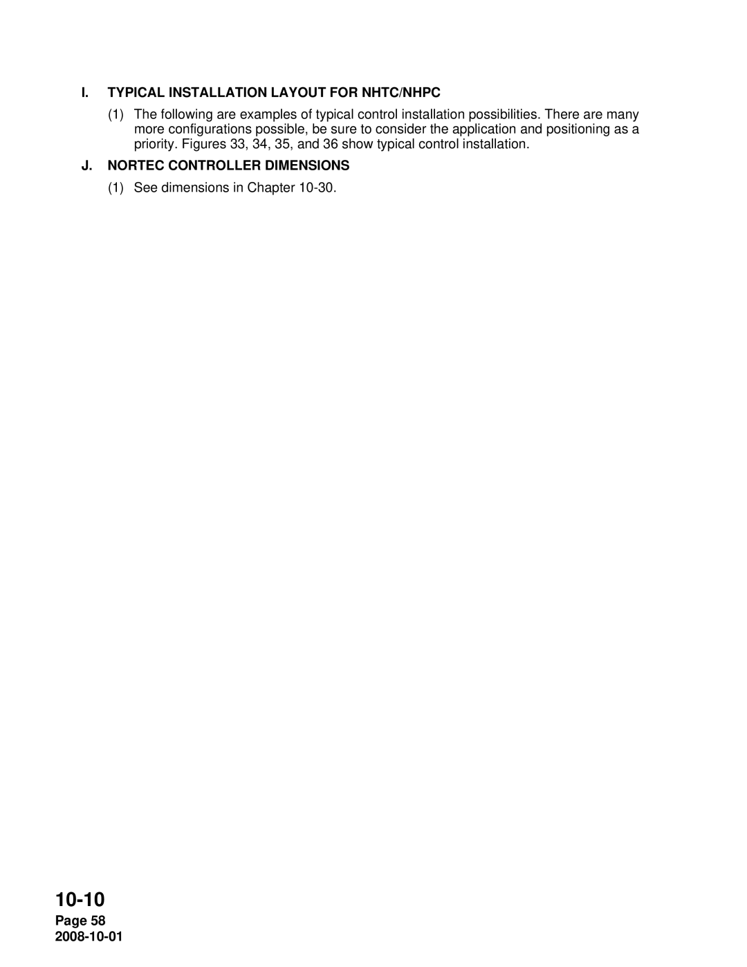 Nortec manual Typical Installation Layout for NHTC/NHPC, Nortec Controller Dimensions 