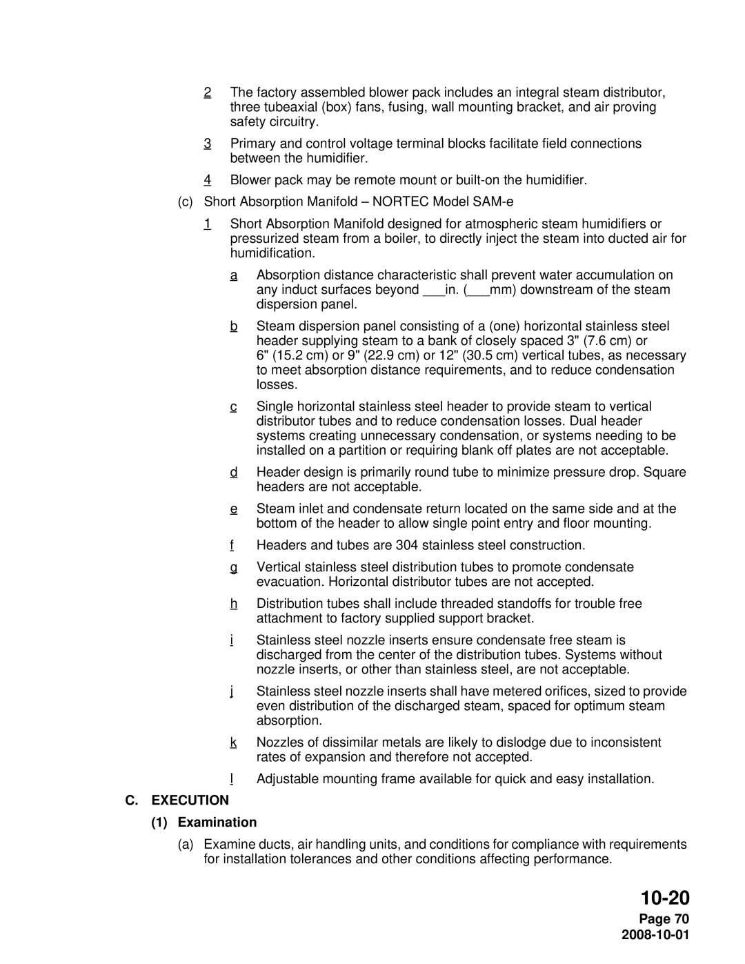 Nortec NHPC, NHTC manual Execution, Examination 