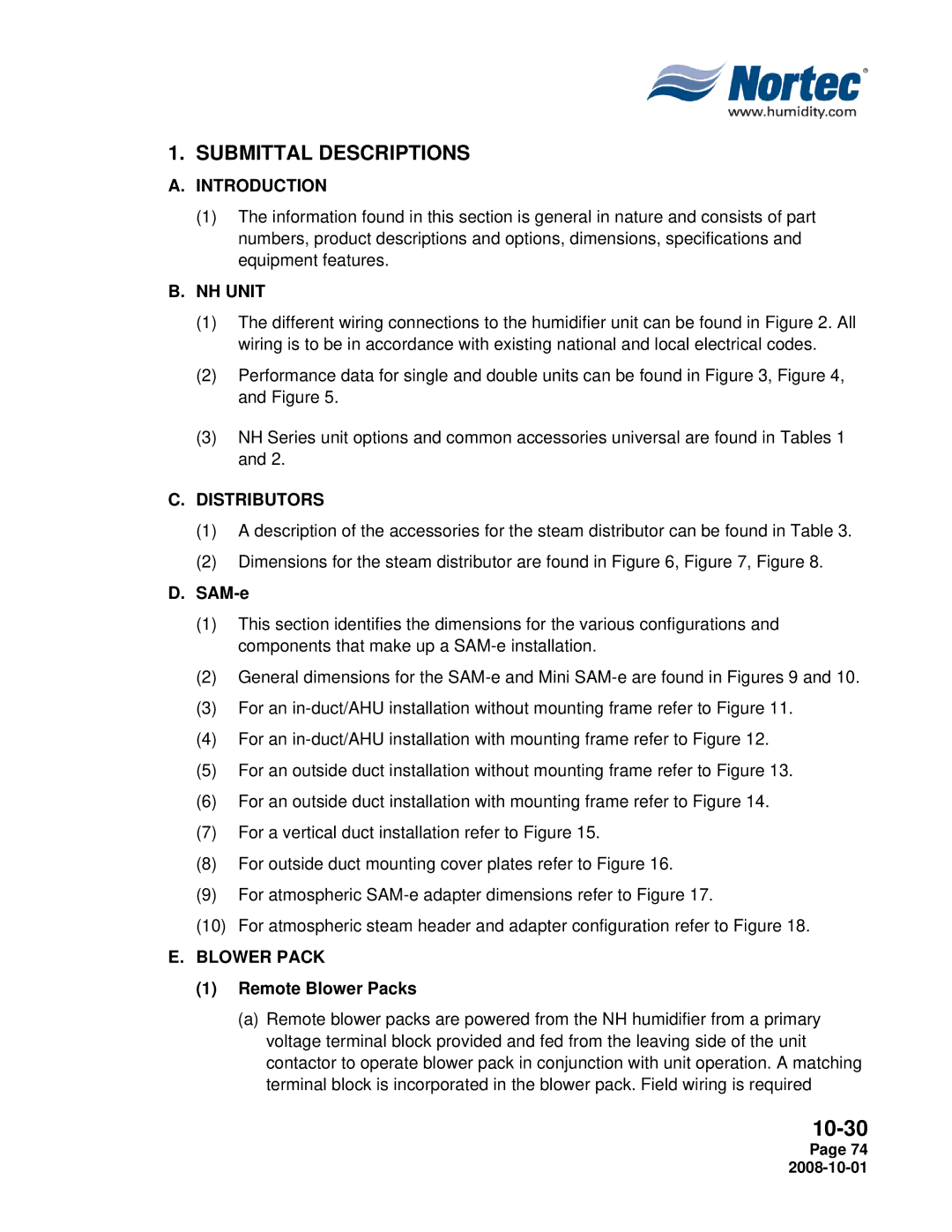 Nortec NHPC, NHTC manual Introduction, NH Unit, Distributors, Blower Pack 