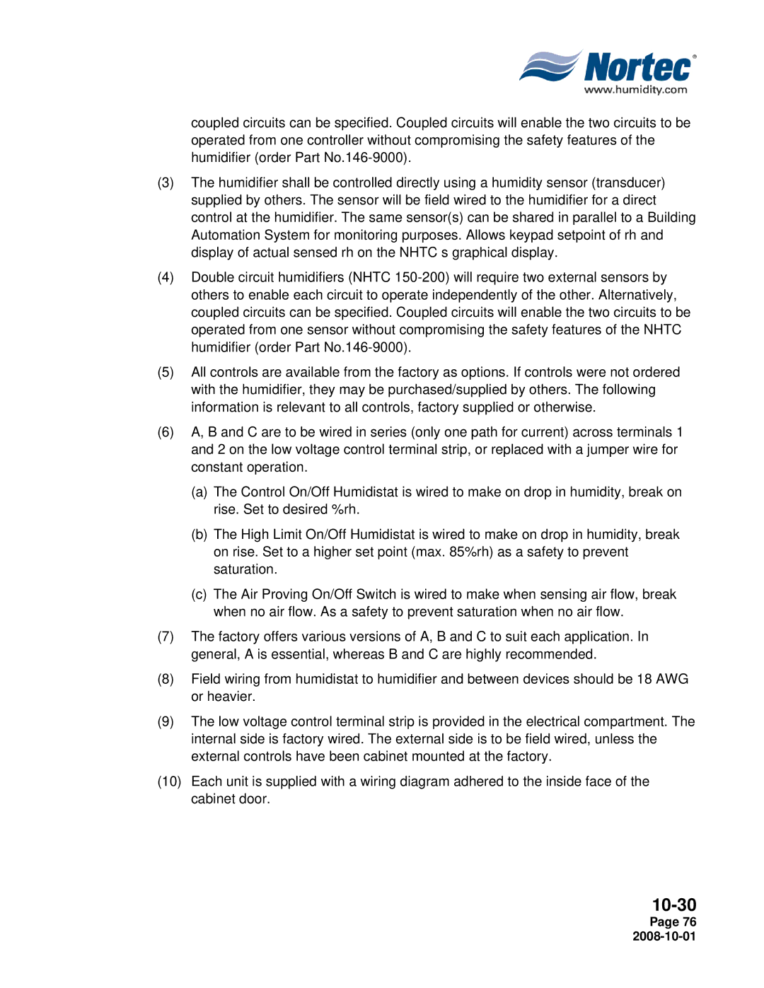 Nortec NHPC, NHTC manual 10-30 