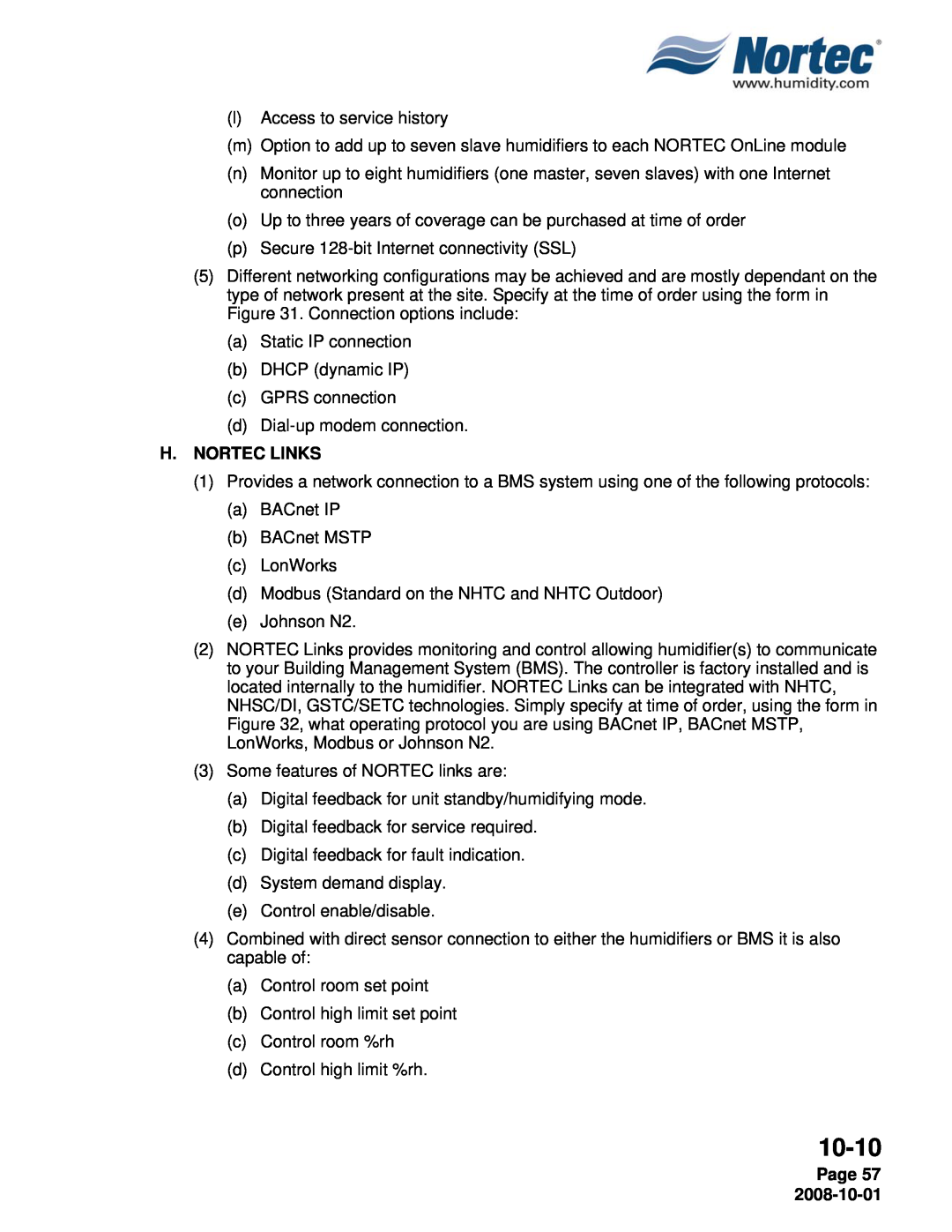 Nortec NHTC, NHPC manual 10-10, H. Nortec Links, Page 57 