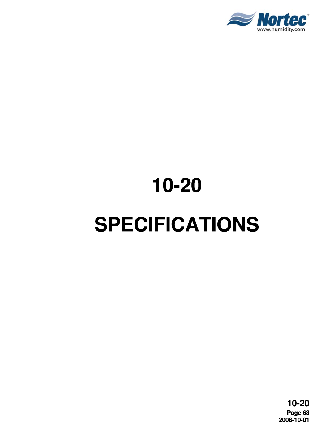 Nortec NHTC, NHPC manual Specifications, 10-20, Page 63 