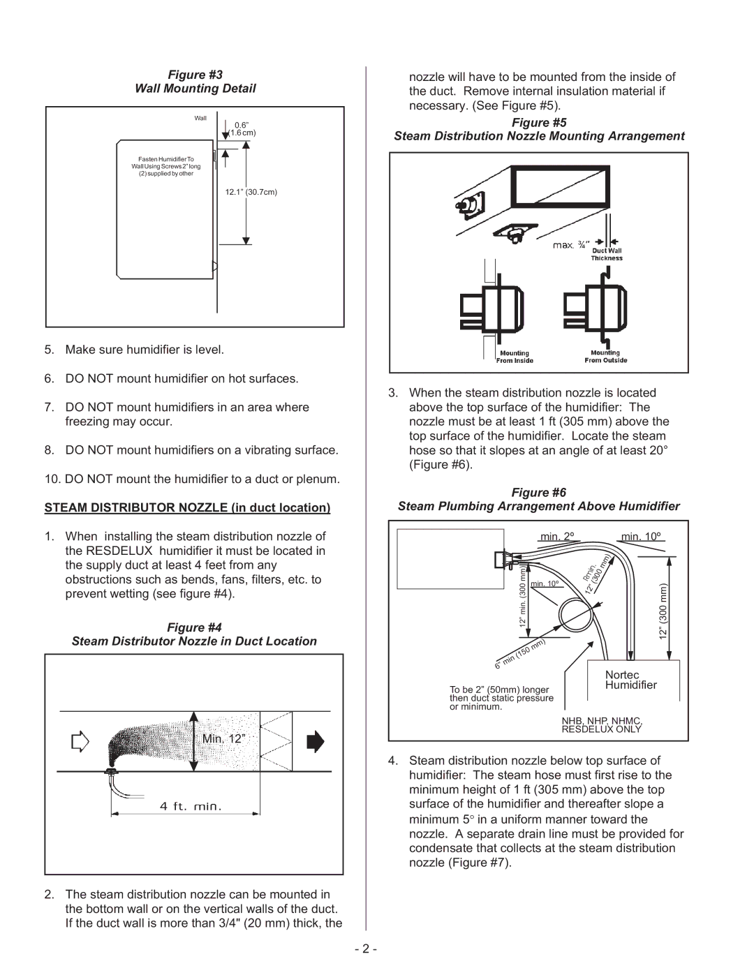 Nortec RESDELUX manual Figure #3 Wall Mounting Detail 