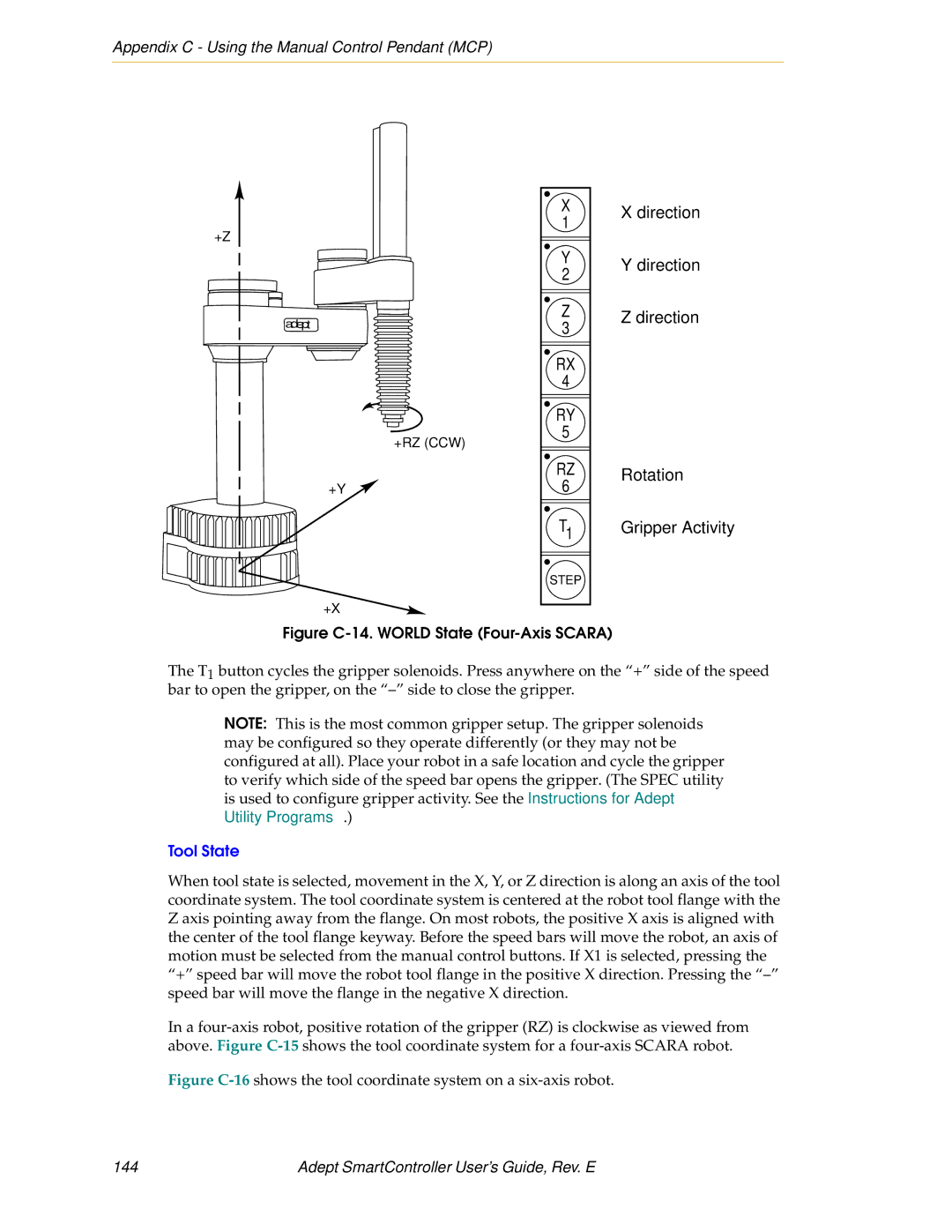 Nortech Systems XUSR, RS-232/TERM, RS-422/485, XSYS manual Tool State, Adept SmartController User’s Guide, Rev. E 