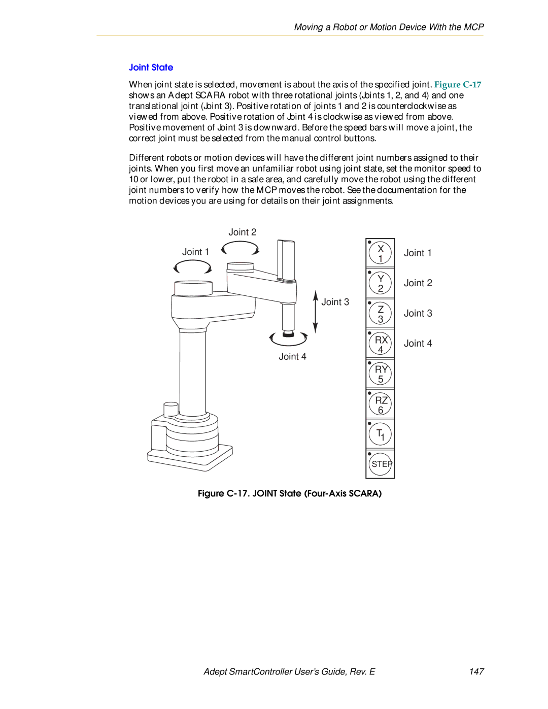 Nortech Systems XSYS, XUSR, RS-232/TERM, RS-422/485 manual Joint State, Adept SmartController User’s Guide, Rev. E 147 