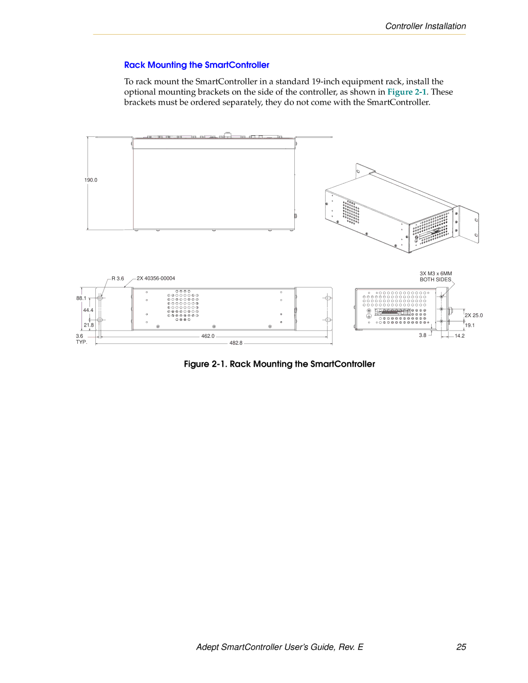 Nortech Systems RS-232/TERM, XUSR, RS-422/485, XSYS manual Controller Installation, Rack Mounting the SmartController 