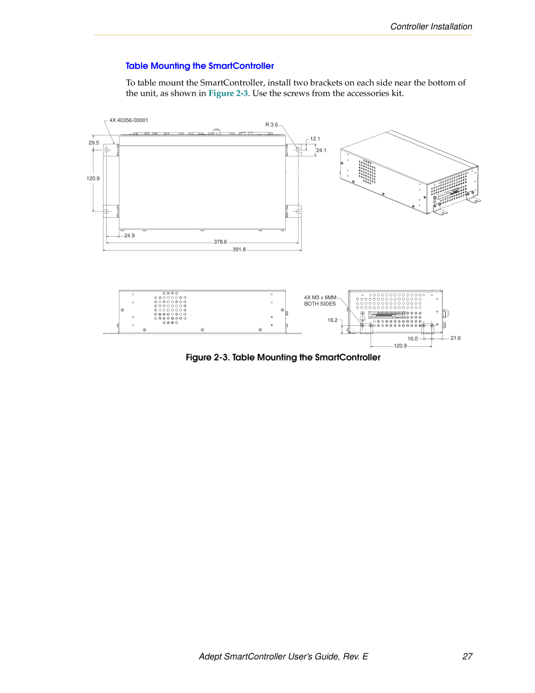 Nortech Systems XSYS, XUSR, RS-232/TERM, RS-422/485 manual Table Mounting the SmartController 