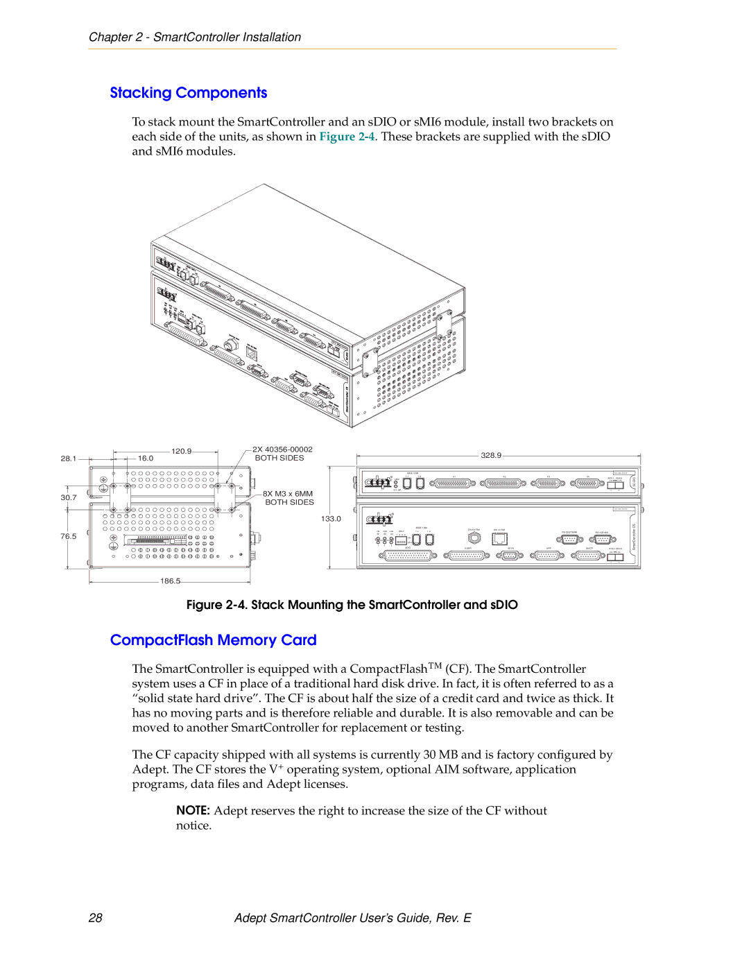 Nortech Systems XUSR, RS-232/TERM, RS-422/485, XSYS manual Stacking Components, CompactFlash Memory Card 