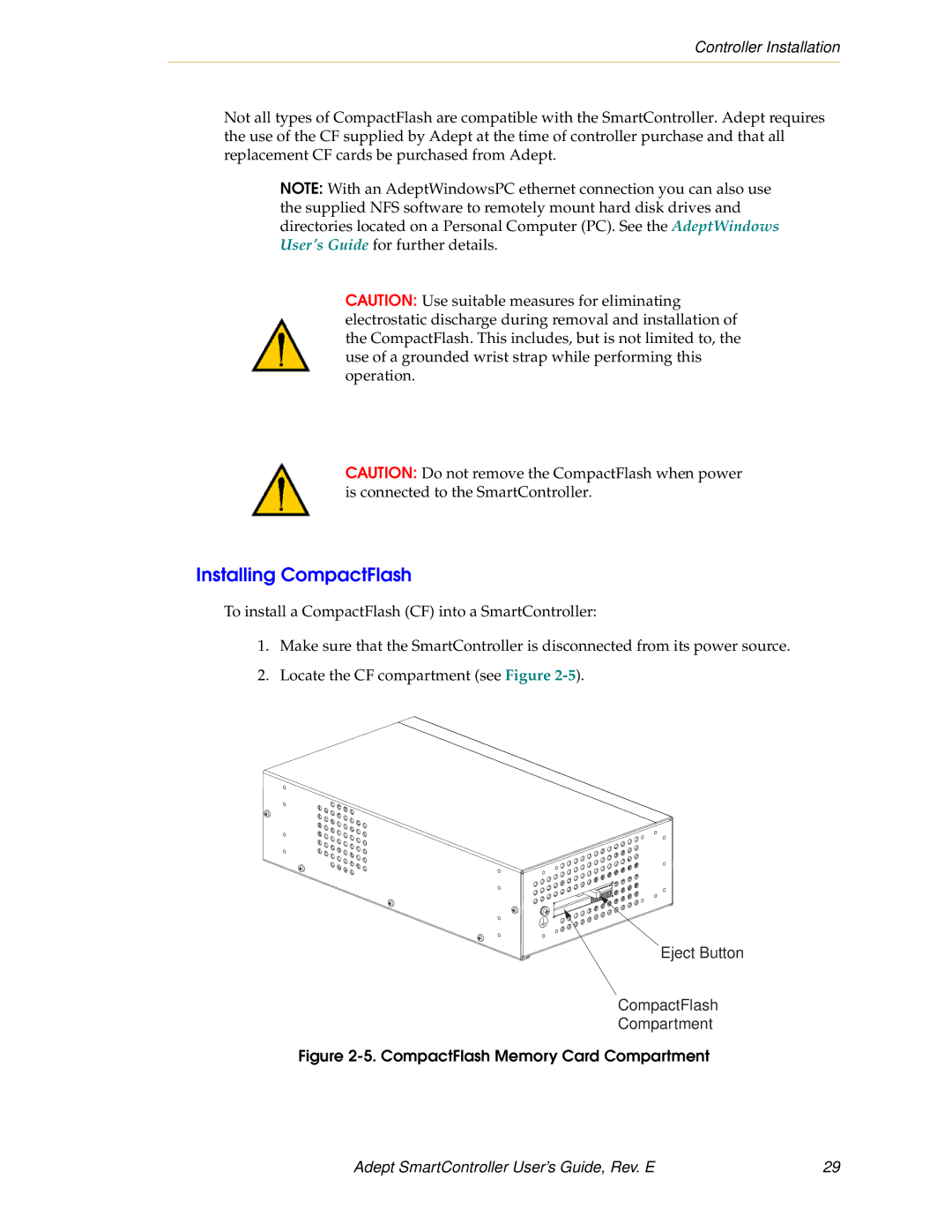 Nortech Systems RS-232/TERM, XUSR, RS-422/485, XSYS manual Installing CompactFlash, CompactFlash Memory Card Compartment 