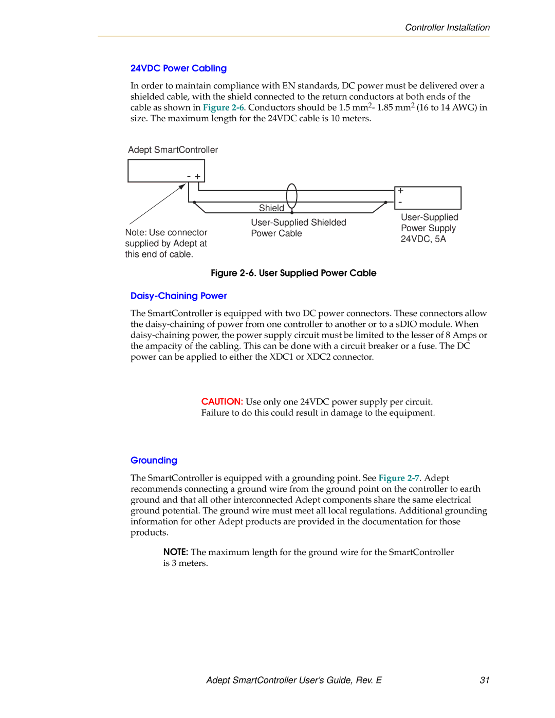 Nortech Systems XSYS, XUSR, RS-232/TERM, RS-422/485 manual 24VDC Power Cabling, Daisy-Chaining Power, Grounding 