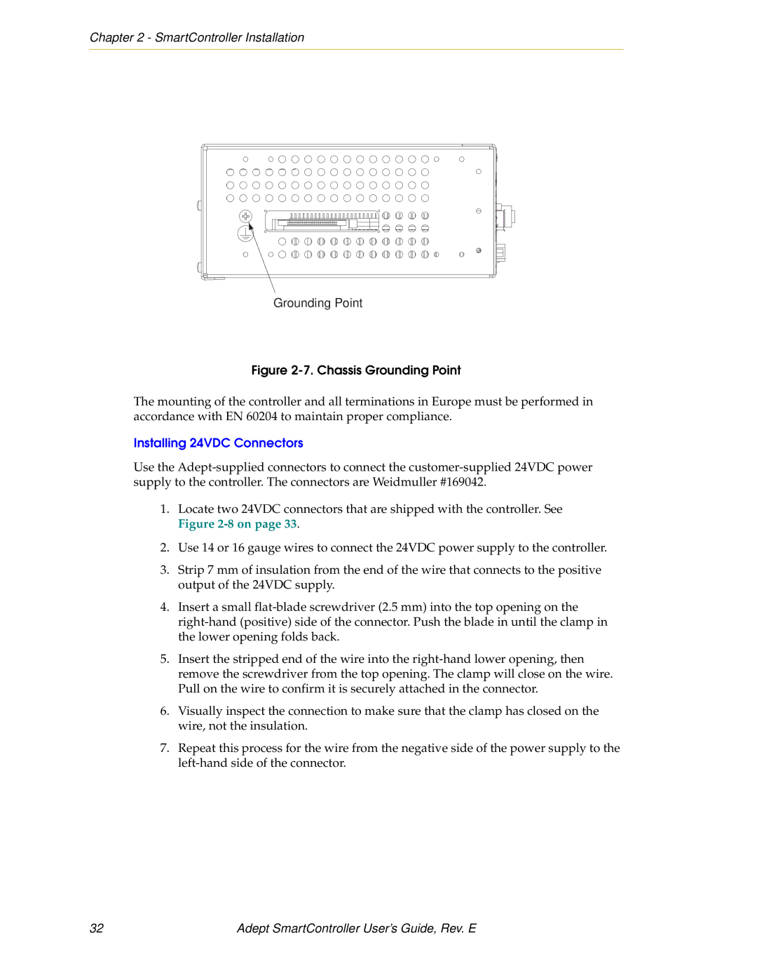 Nortech Systems XUSR, RS-232/TERM, RS-422/485, XSYS manual Grounding Point, Installing 24VDC Connectors 