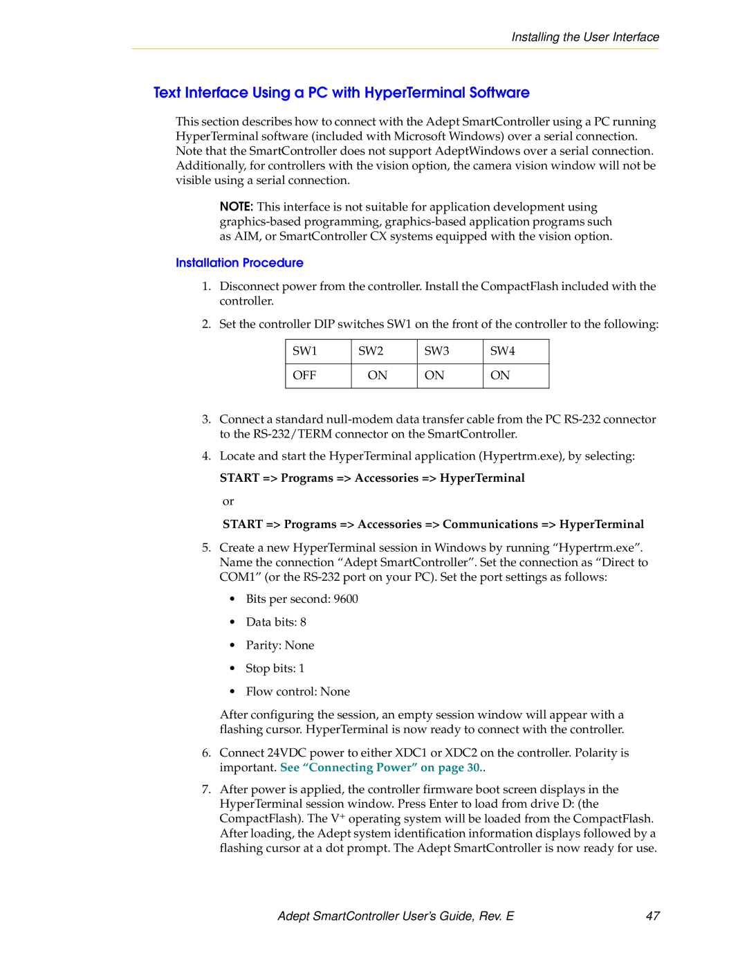 Nortech Systems XSYS, XUSR, RS-422/485 Text Interface Using a PC with HyperTerminal Software, Installing the User Interface 